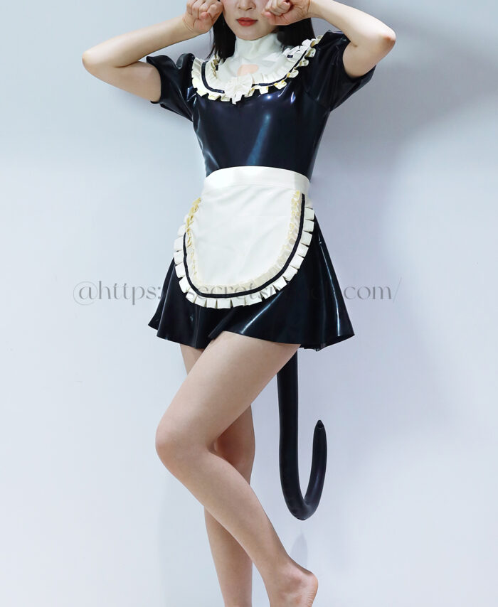 100% Latex Cosplay Maid Dress With Inflatable Tail SPD0001