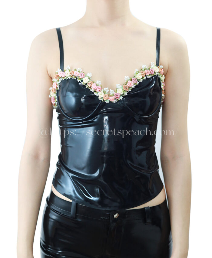 Latex suspender Lingerie top with cotton lace SPTW24004