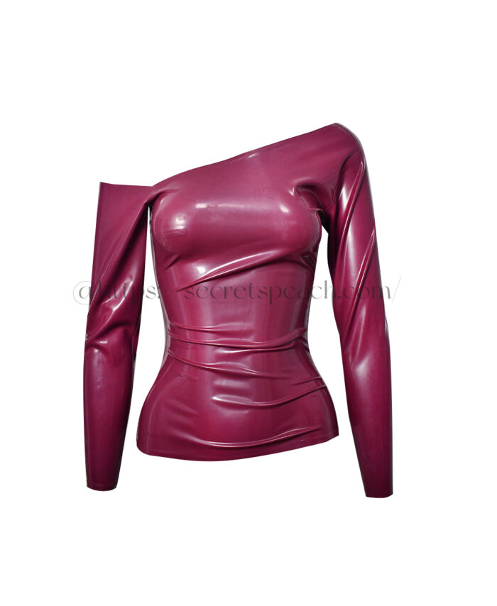 Woman Latex long sleeved off shoulder top