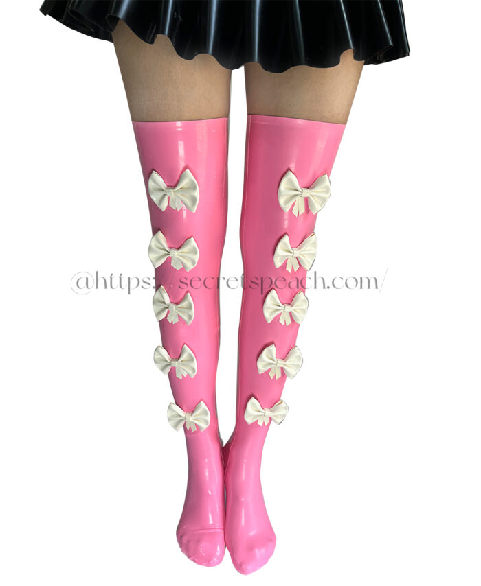 Natural latex bow thigh socks