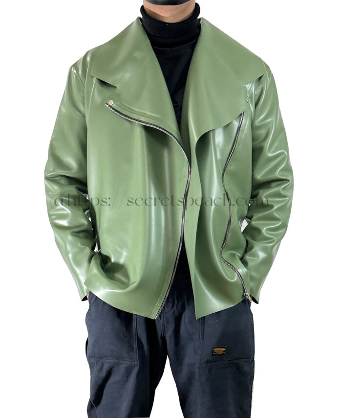 Man Latex Jacket 0.8MM Metal leaf green