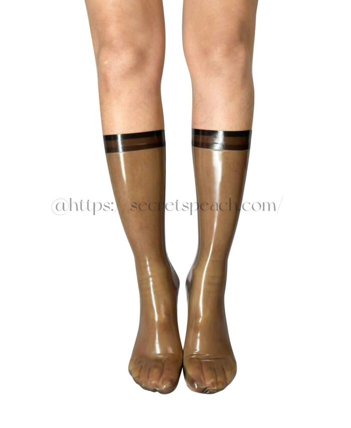 100% natural latex calf socks, transparent black