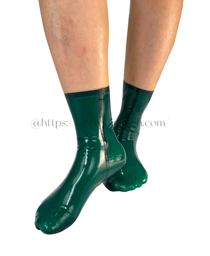 100% natural latex transparent dark green socks