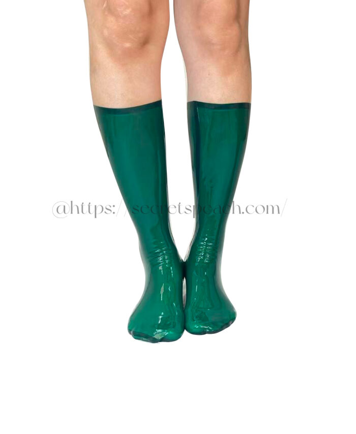 100% natural latex transparent dark green calf socks