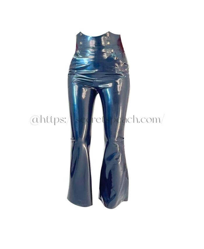 latex bell bottom pants in metallic color