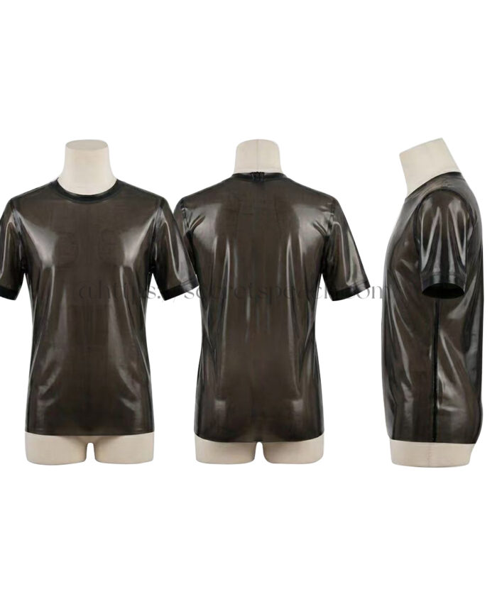 100% Natural Latex T-shirt Transparent Black Unisex