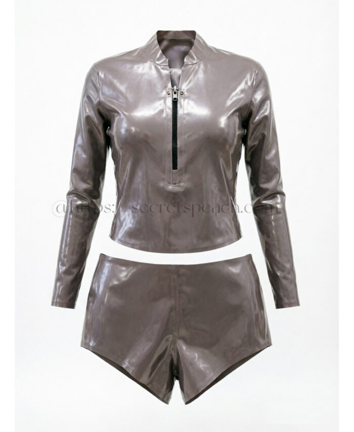 100% natural latex women's long sleeved jacket set