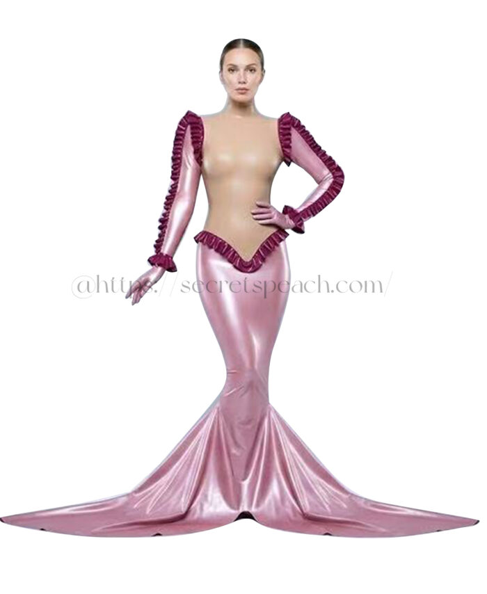 100% natural latex women's fishtail dress
