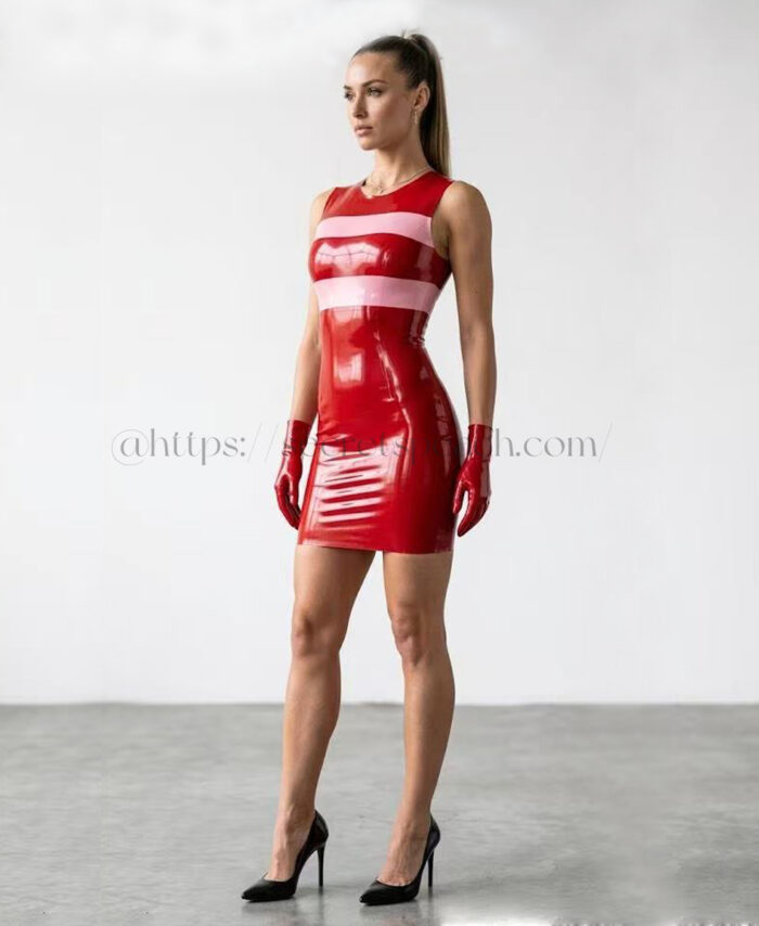 100% natural latex women's dress with gloves