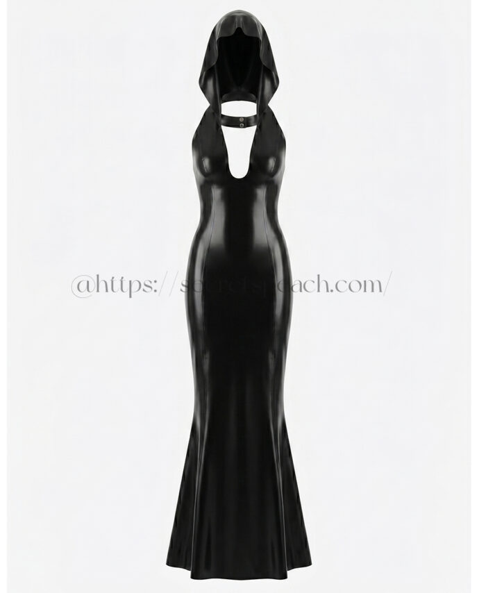 100% natural latex women's hooded dress