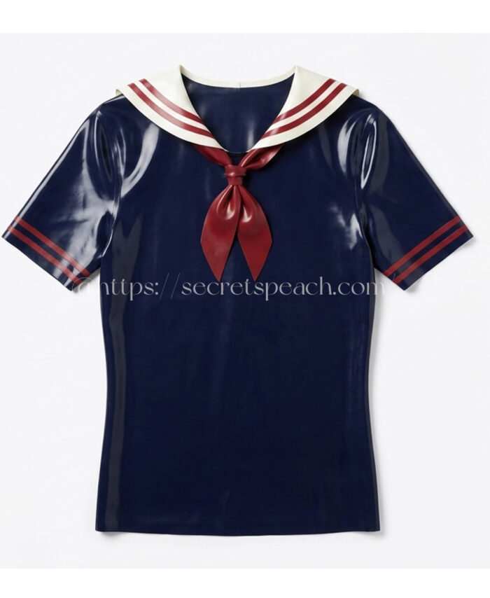 100% natural latex sailor uniform shirt unisex