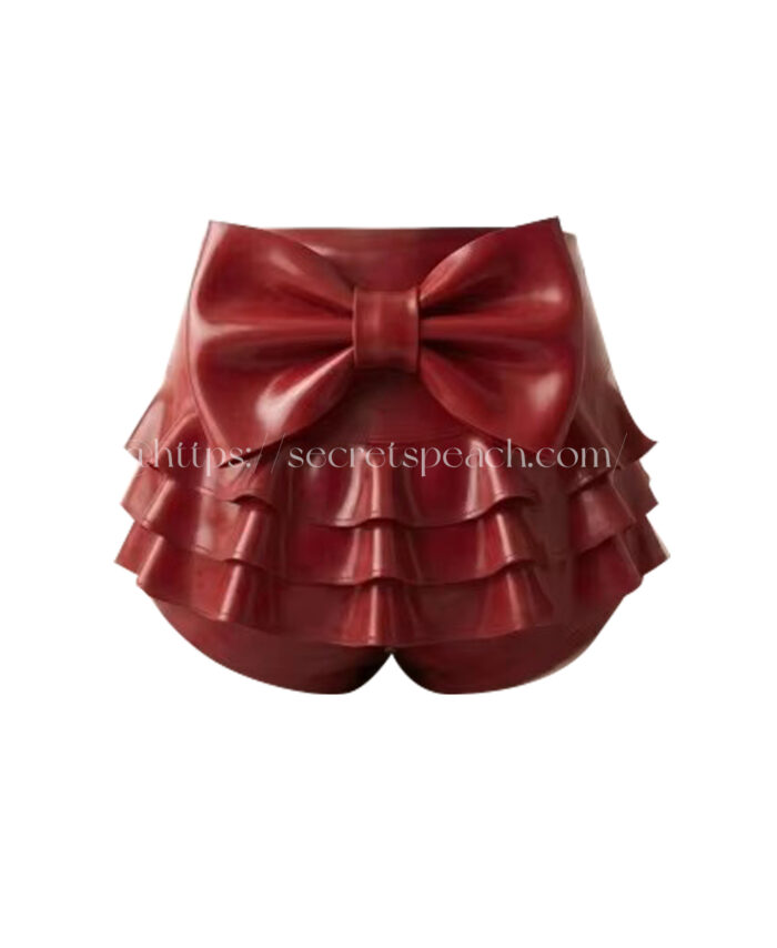 100% natural latex women's high waisted bow underwear