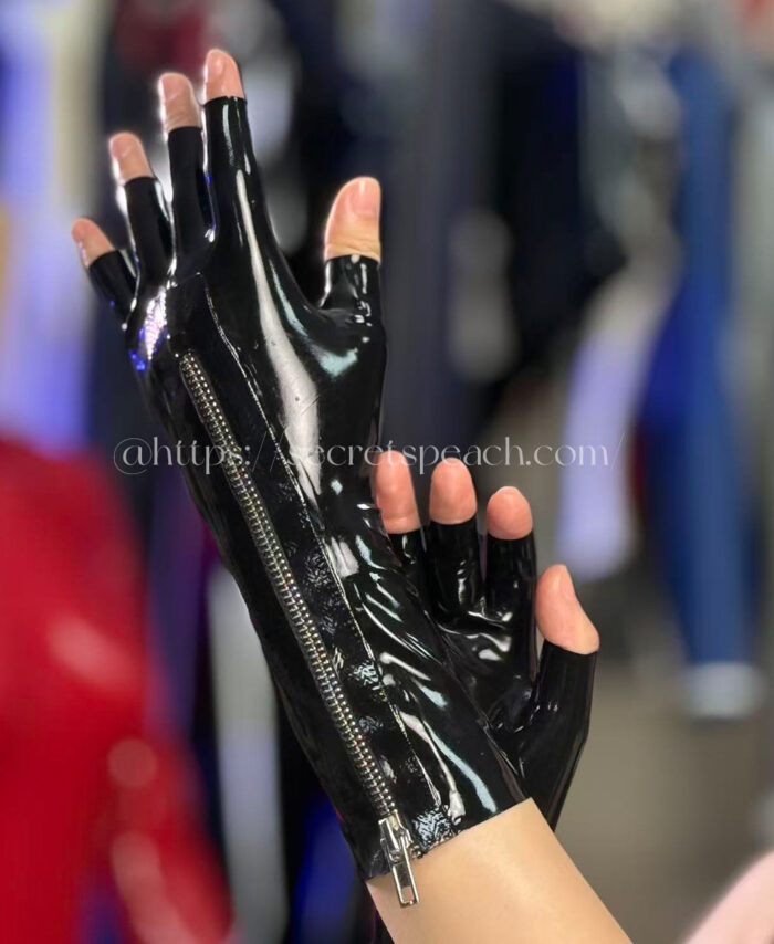 100% natural latex gloves with metal zipper